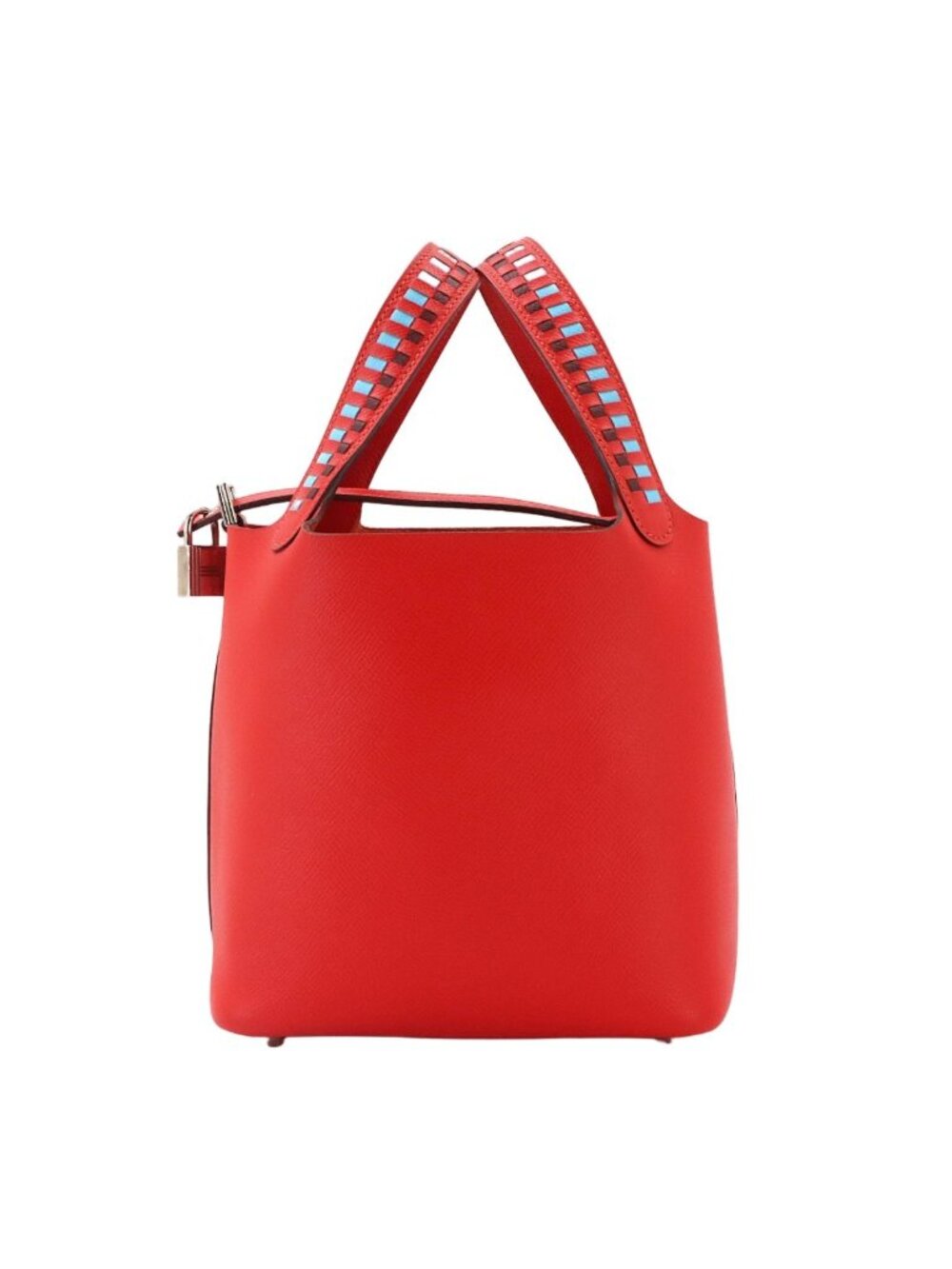 Hermes Picotin Lock 18 PM Tresage Hand Bag Epsom Rouge de Coeur Blue Dunor